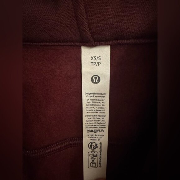Lululemon Scuba oversized half gold zip hoodie sweater. Garnet.Burgundy. XS/S - Picture 10 of 13